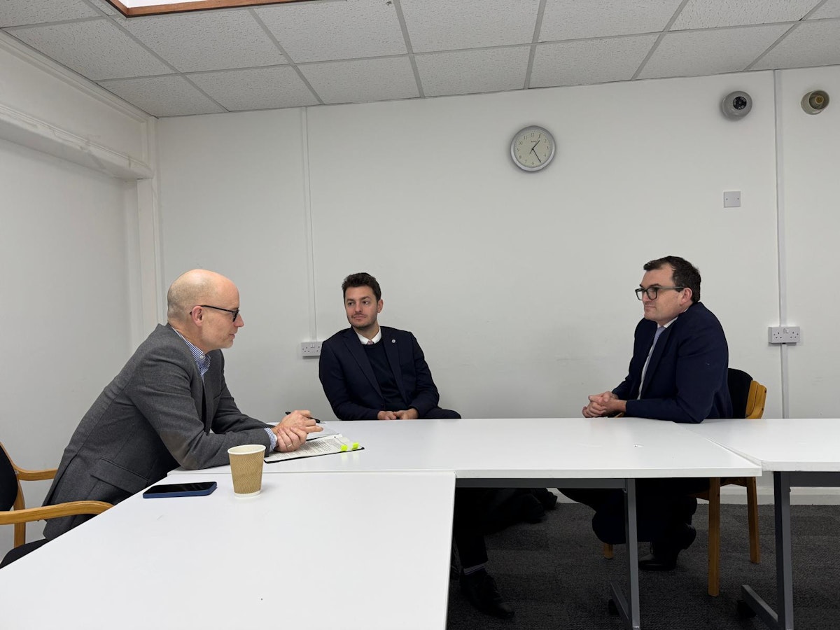 Jack Abbott, Patrick Spencer and Health Minister Stephen Kinnock